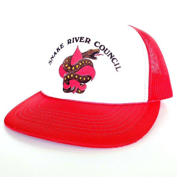 Vintage Snake River Council Snapback Mesh Hat Adjustable Trucker Red White Cap‎ - Picture 1 of 7